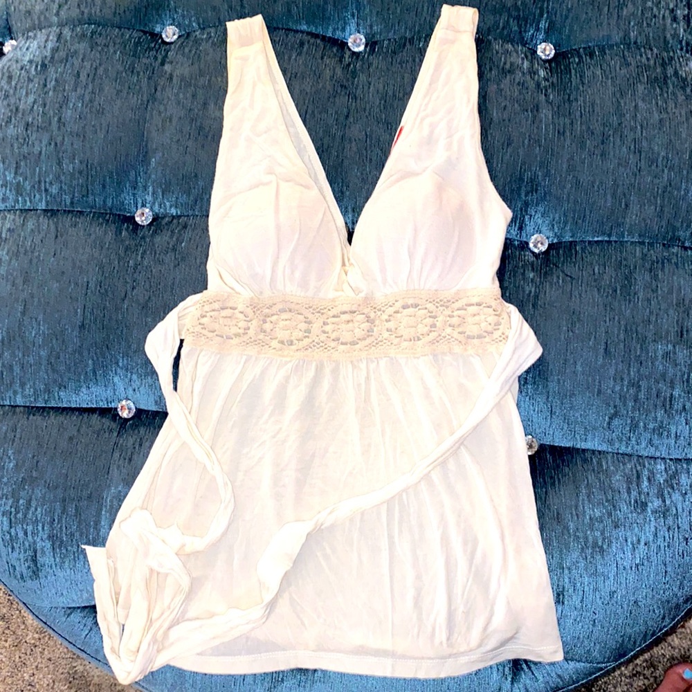 White & Cream Halter top, lace detailing